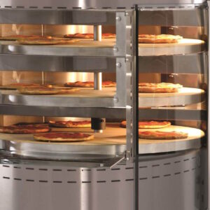 Rotating pizza ovens